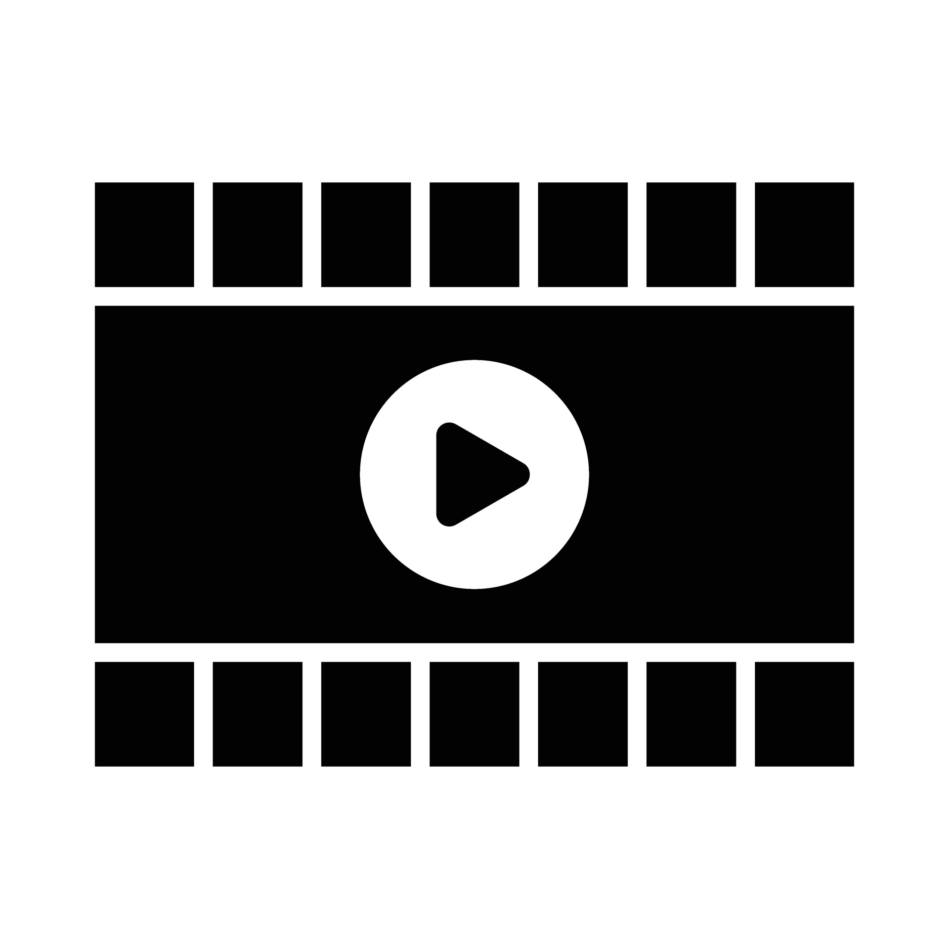 zwart icoon van een filmrolletje.