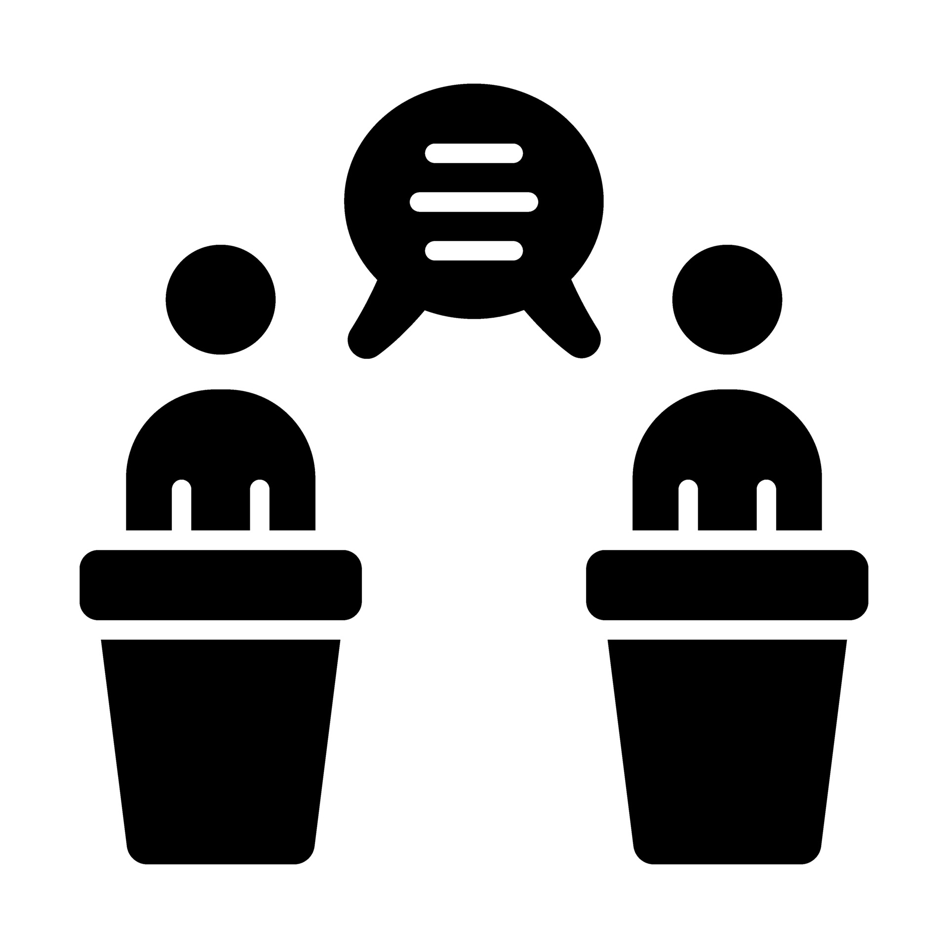 zwart icoon die twee sprekers voorstelt.